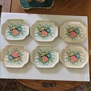 Set of six (6) Vintage Elite Metal Trays, Made in England